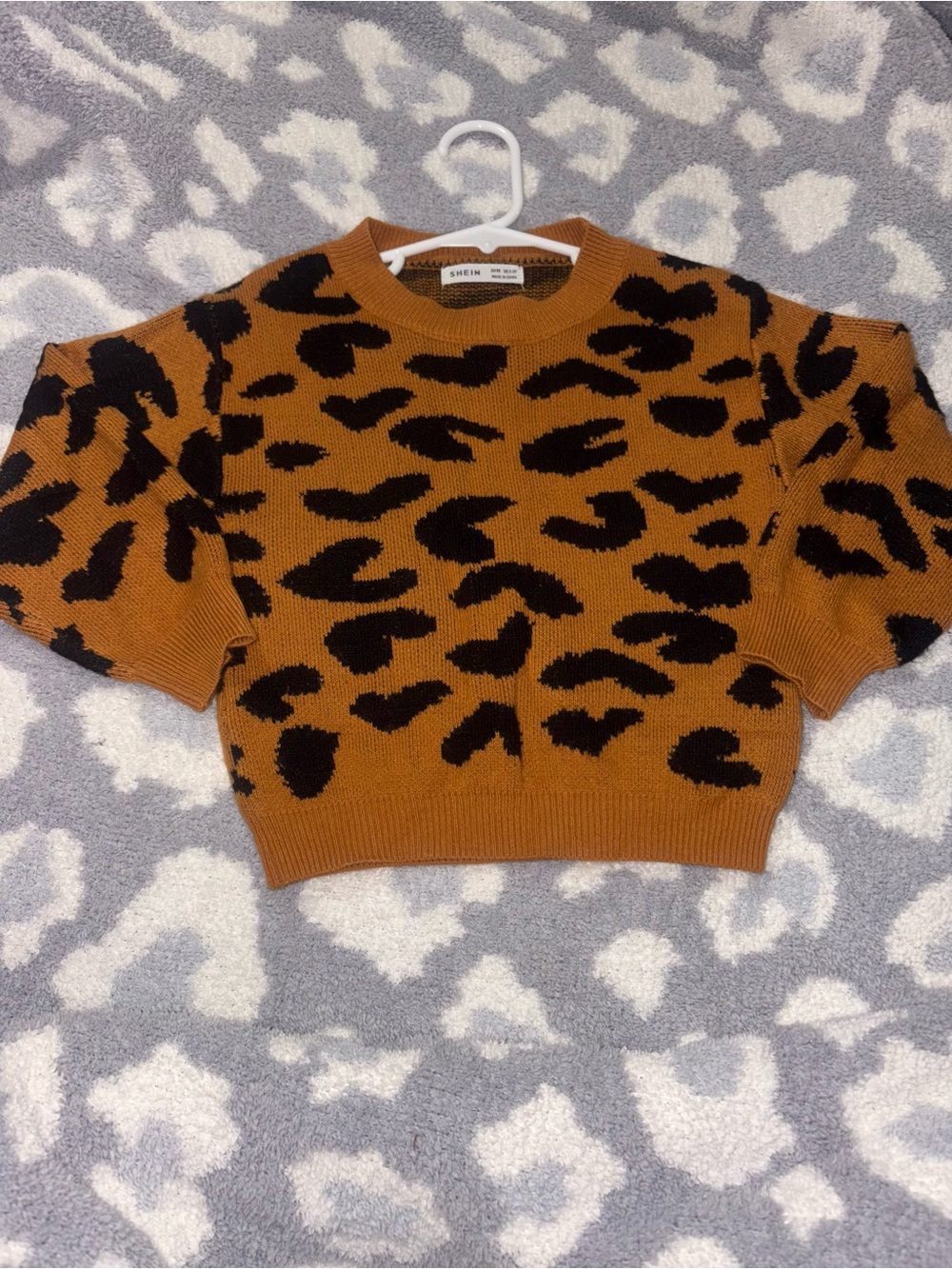Brown & Black Leopard Print Crewneck Sweater Toddler Girl 2-3Y